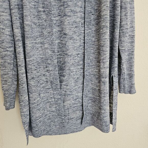 Ann Taylor LOFT Linen Blend Hooded Open Cardigan Long Line Size M Blue Space Dye - Picture 5 of 9